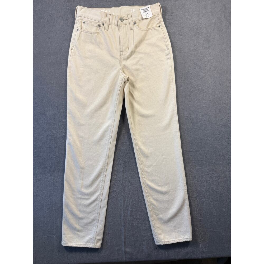 NWT J. Crew Full Length Classic Straight Denim‎ Jeans Cream Size 25